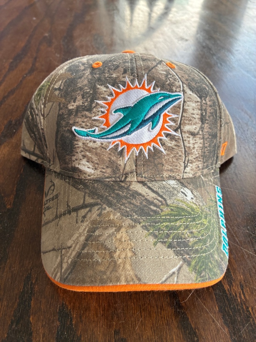 47 Brand Miami Dolphins Camo Cap with Teal and Orange Accents